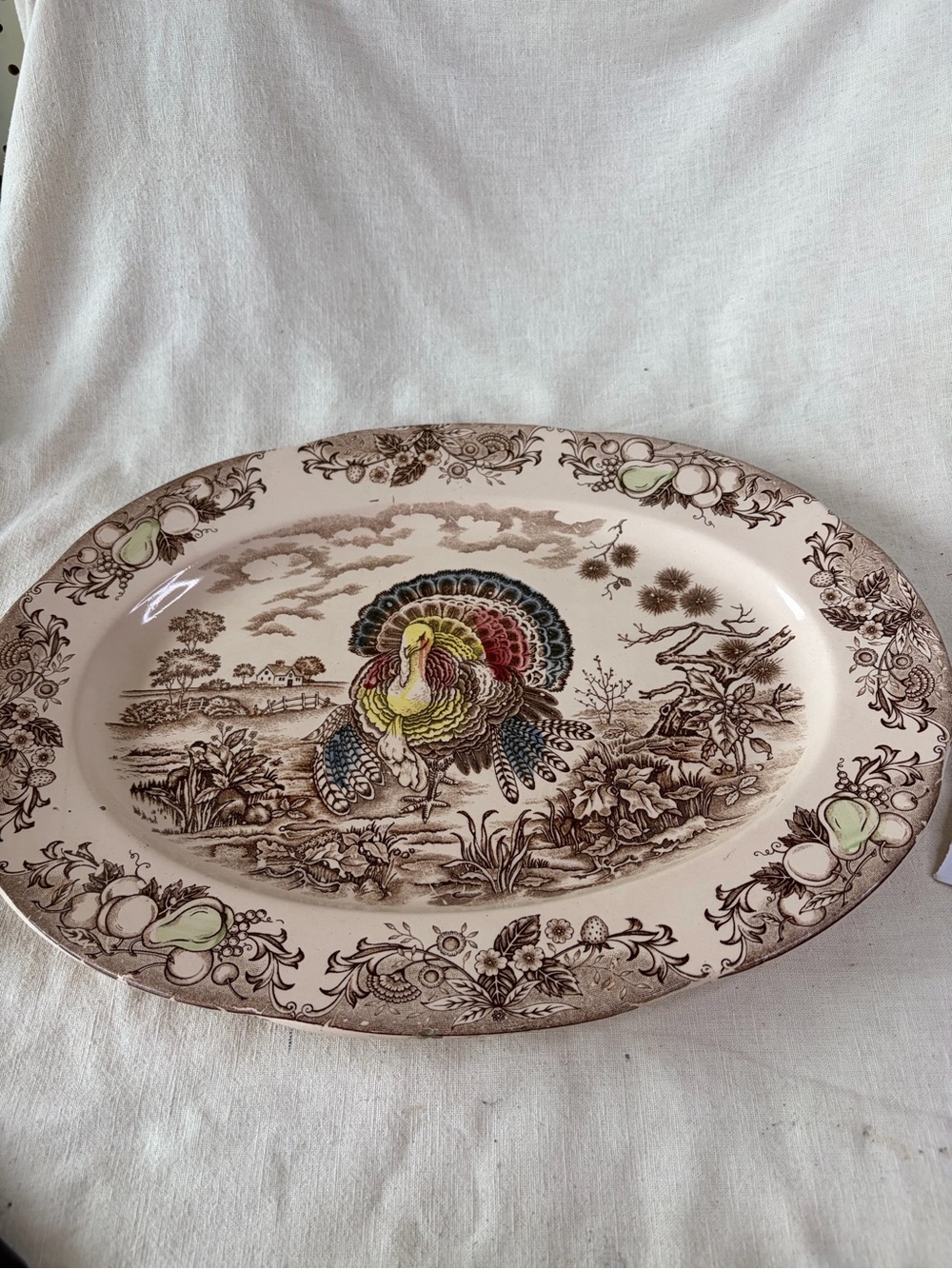 Vintage Style Cream Turkey Serving Platter